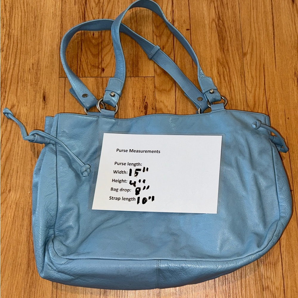 Lauren Ralph Lauren Braided Large Light Blue Purse - Picture 2 of 7